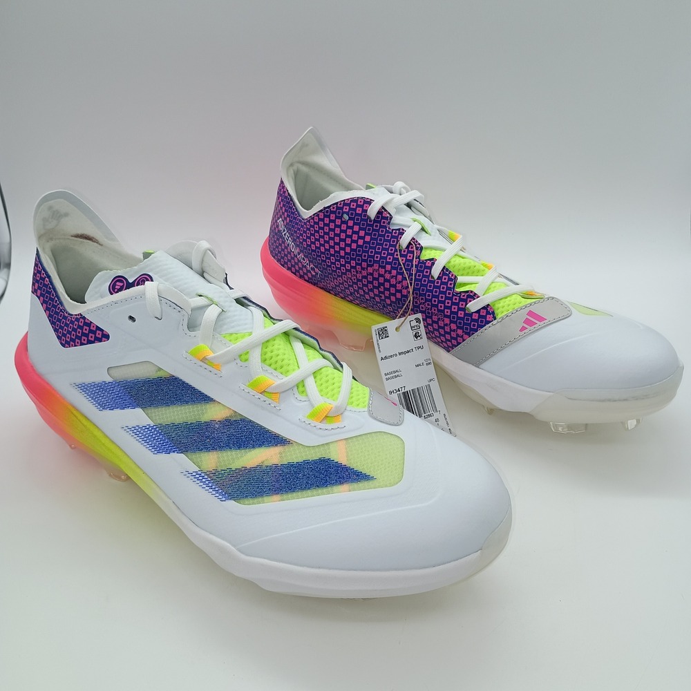 Adidas Adizero Impact TPU Baseball Cleats White Purple IH3477 Mens 13